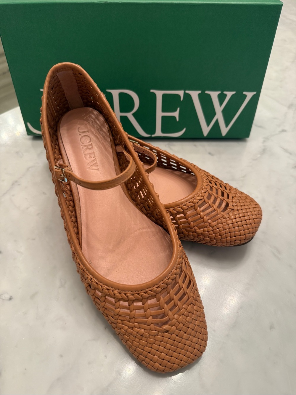 J. Crew Quinn - Woven Mary Jane Flats in Burnt Caramel - Picture 3 of 6